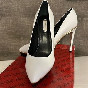 GUESS white leather high heel